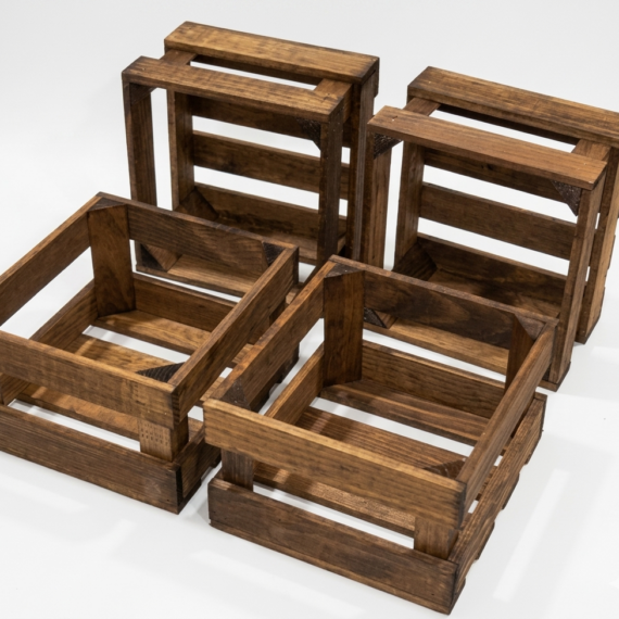 SET 4 CAJONES TINTADO EN NOGAL MEDIDAS 24 X 24 CM Y 15 DE ALTURA